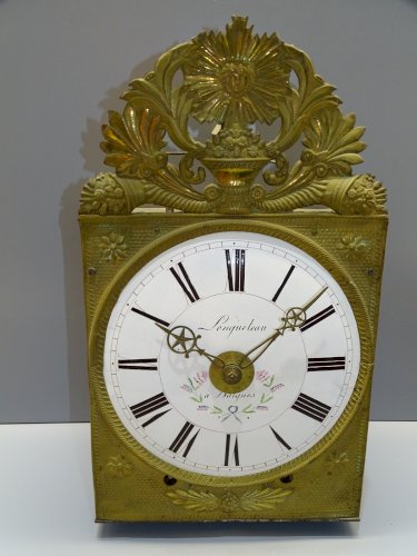 -MOUVEMENT MENSUEL PENDULE COMTOISE 1 MOIS XIXe 30 JOURS cadran fleuri réveil