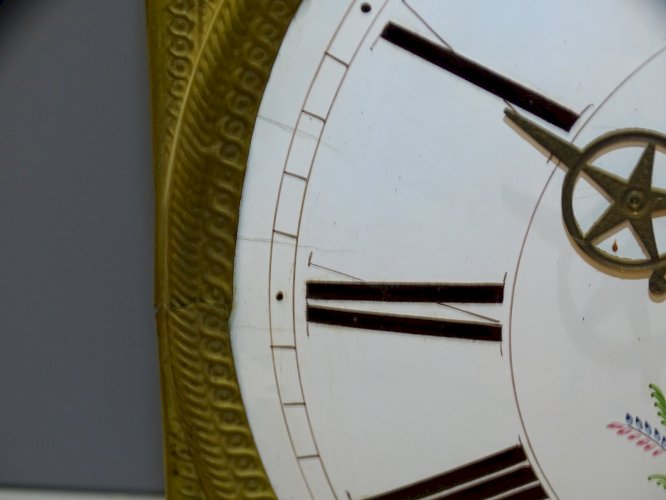 -MOUVEMENT MENSUEL PENDULE COMTOISE 1 MOIS XIXe 30 JOURS cadran fleuri réveil