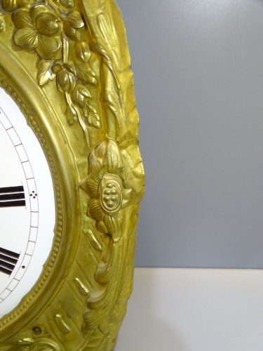 -MOUVEMENT PENDULE HORLOGE COMTOISE XIXe cadran fleuri sans CLOCHE CLOCK D