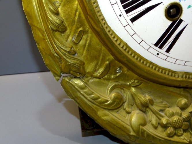 -MOUVEMENT PENDULE HORLOGE COMTOISE XIXe cadran fleuri sans CLOCHE CLOCK D