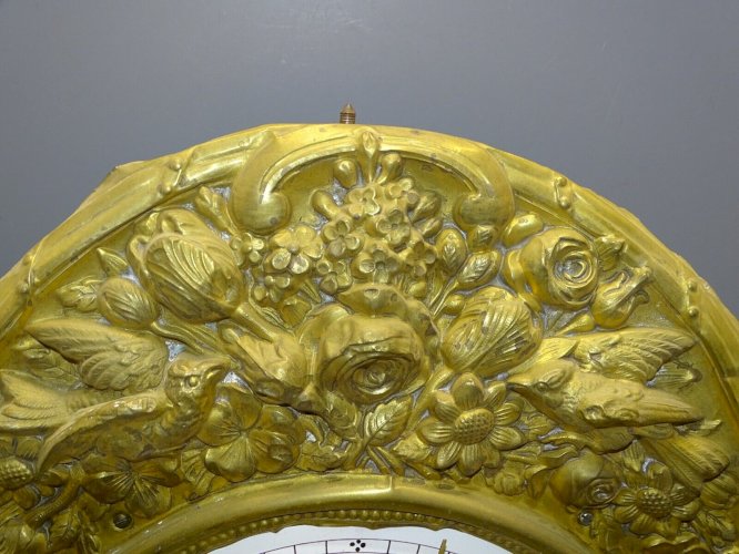 -MOUVEMENT PENDULE HORLOGE COMTOISE XIXe cadran fleuri sans CLOCHE CLOCK D