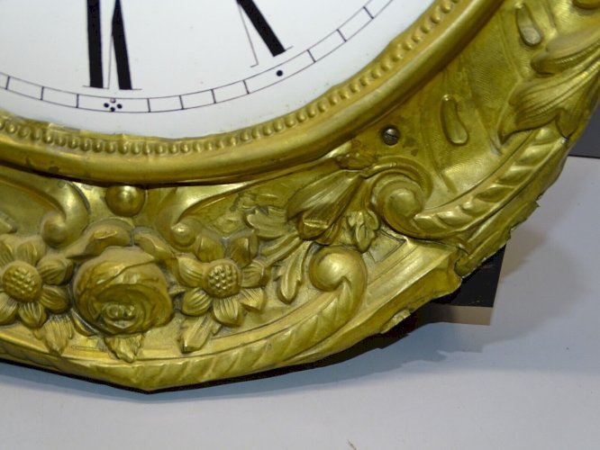 -MOUVEMENT PENDULE HORLOGE COMTOISE XIXe cadran fleuri sans CLOCHE CLOCK D