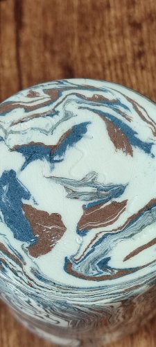 Mug en céramique artisanale signé décor marbré, pièce unique