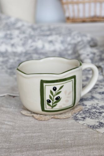 Mug / grande tasse vintage porcelaine – Motif olive