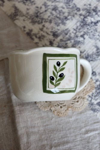 Mug / grande tasse vintage porcelaine – Motif olive