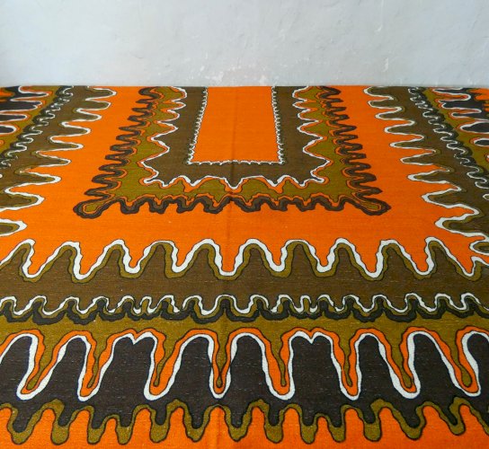 nappe rectangulaire vintage années 70 psychédélique orange 200x135cm