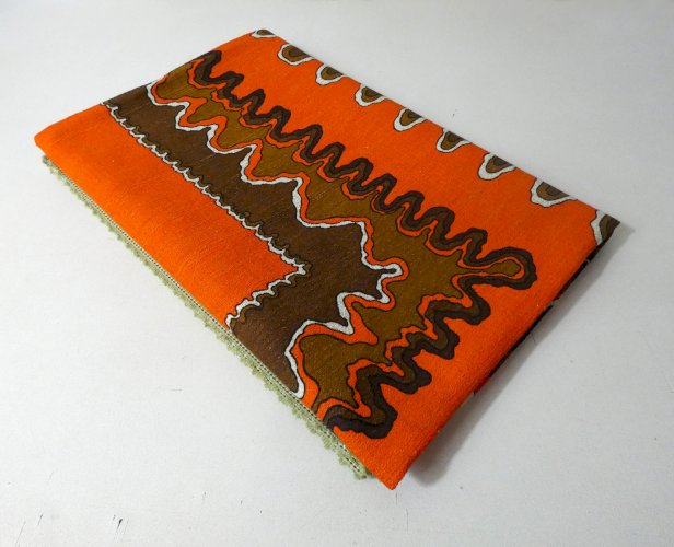 nappe rectangulaire vintage années 70 psychédélique orange 200x135cm