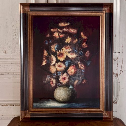 Nature morte aux fleurs par Raymond-Jean Bizet XXe A5750