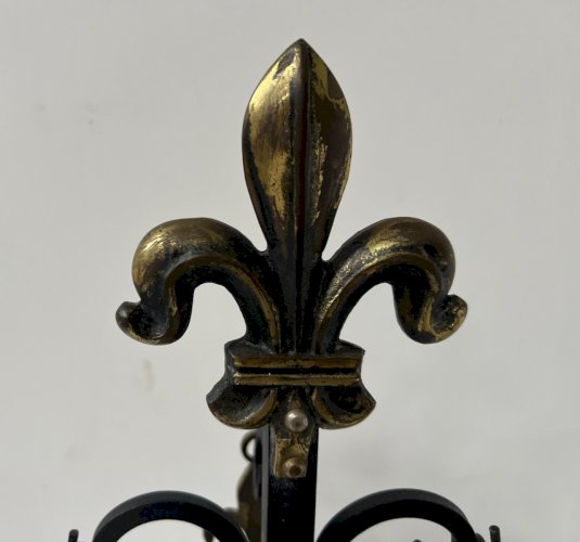 Necessaire de cheminée en fer forgé et bronze XX siècle