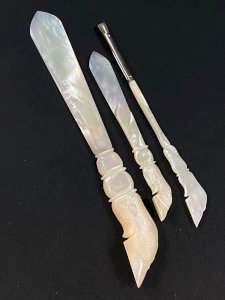 Necessary mother-of-pearl stationery early 20th century bookmark letter opener pen holder