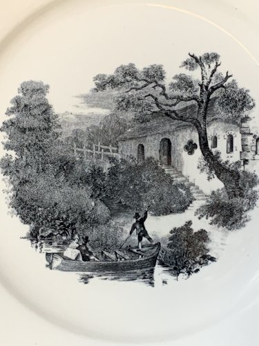 Neuf assiettes à dessert anciennes Boch La Louvière 1920s 