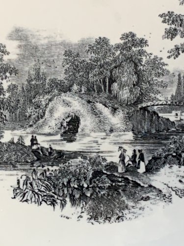 Neuf assiettes à dessert anciennes Boch La Louvière 1920s 