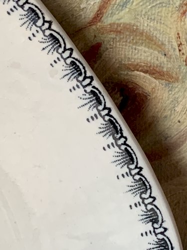 Neuf assiettes à dessert anciennes Boch La Louvière 1920s 