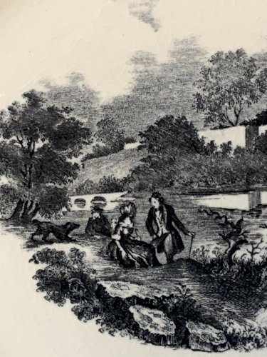 Neuf assiettes à dessert anciennes Boch La Louvière 1920s 