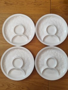  Neuf !1960/80 Salins / 4 Grandes assiettes Artichauts /blanches 