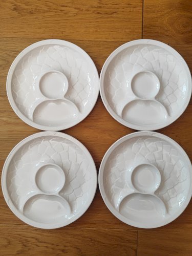  Neuf !1960/80 Salins / 4 Grandes assiettes Artichauts /blanches 