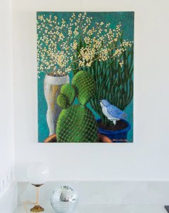 Nina, la toile peinte bleutée N°130