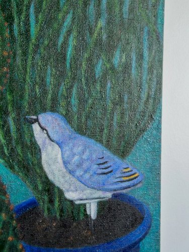 Nina, la toile peinte bleutée N°130