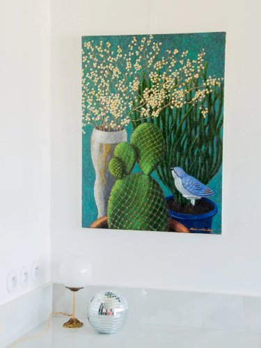 Nina, la toile peinte bleutée N°130