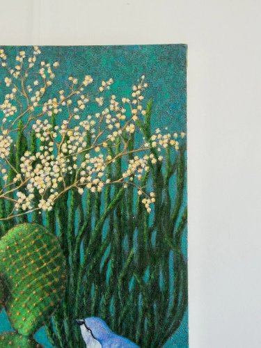 Nina, la toile peinte bleutée N°130