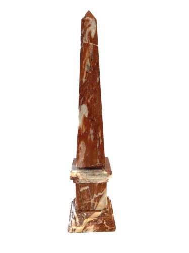 Obélisque en marbre rouge veiné XX siècle