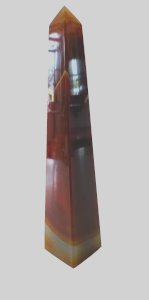 Obelisk in banded agate stone, 20th century