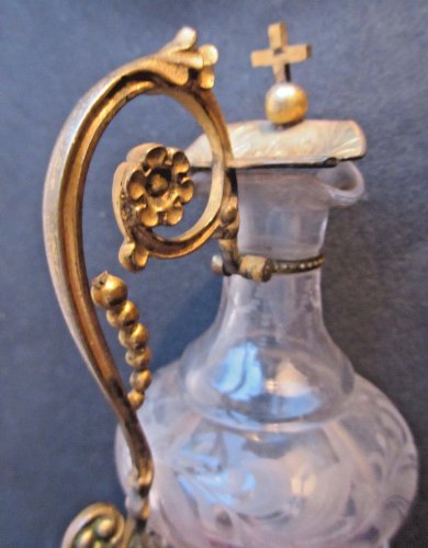 Objet religieux, Burette d'église, cristal ciselé et laiton doré, Napoléon III