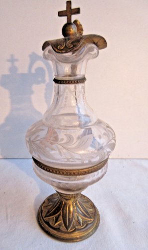 Objet religieux, Burette d'église, cristal ciselé et laiton doré, Napoléon III