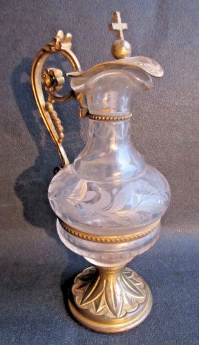 Objet religieux, Burette d'église, cristal ciselé et laiton doré, Napoléon III