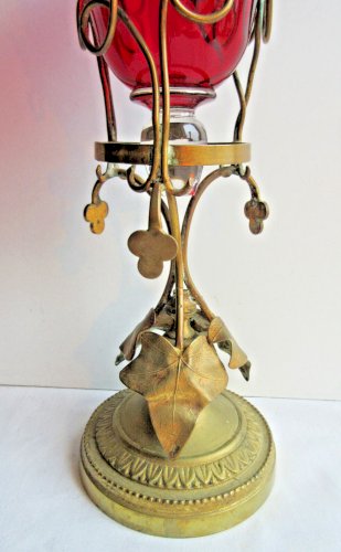 Objet religieux Lampe d'autel à poser laiton doré et cristal rouge, Napoléon III