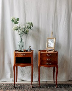 Odile, the pair of light wood bedside tables No. 595