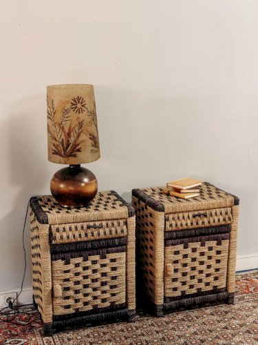 Odile, la paire de chevets en osier bicolore N°652