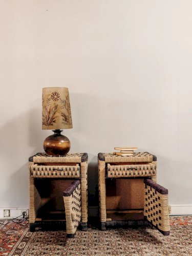 Odile, la paire de chevets en osier bicolore N°652