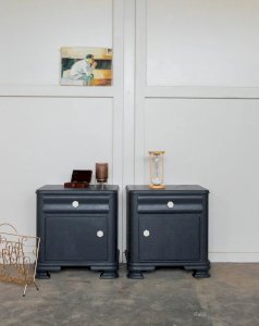 Odile, the pair of grey wooden nightstands No. 628