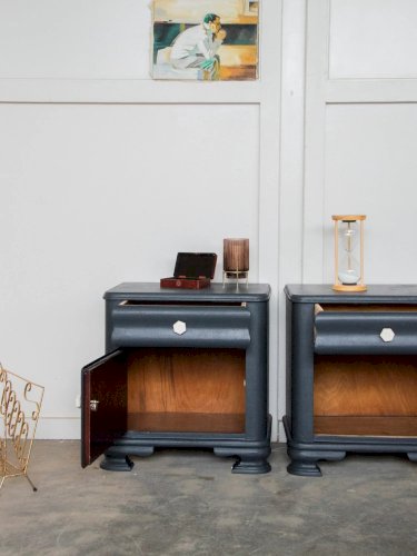 Odile, la paire de chevets gris en bois N°628