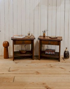 Odile, the pair of wooden bedside tables No. 1176