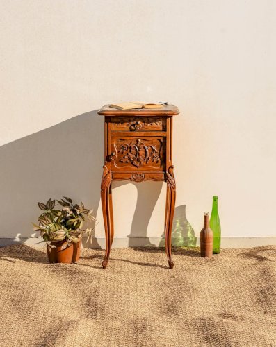 Odile, la table de chevet en bois et marbre N°654