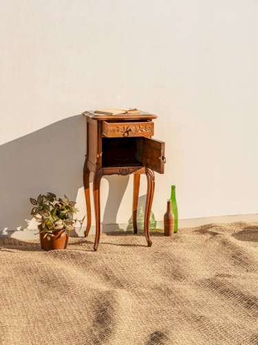 Odile, la table de chevet en bois et marbre N°654
