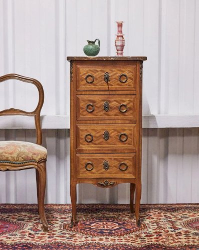 Odile, la table de chevet en bois et marbre N°660