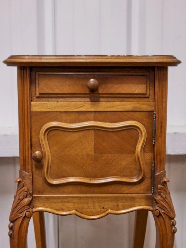 Odile, la table de chevet en bois et marbre N°661