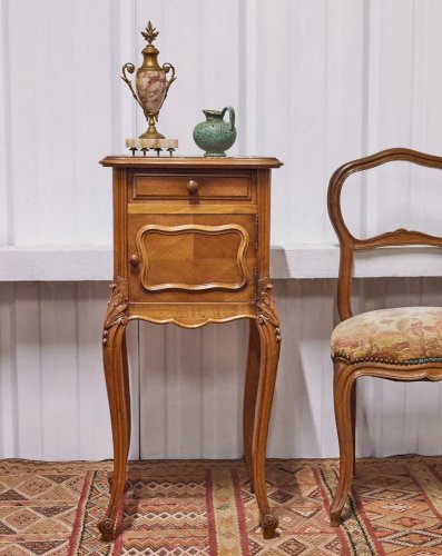 Odile, la table de chevet en bois et marbre N°661