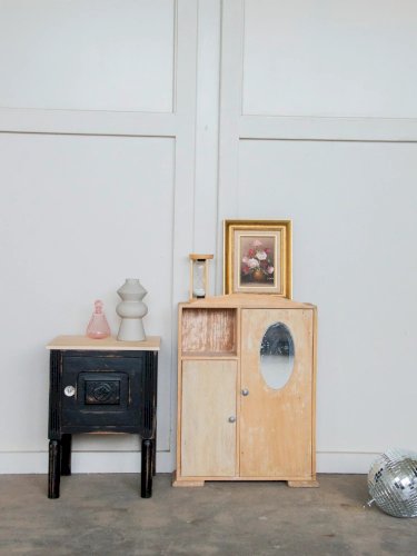 Odile, la table de chevet patinée noire N°630