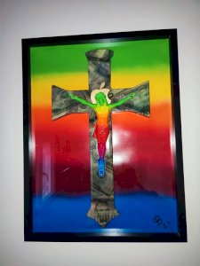 oeuvre original et unique nommée God 2.0 - Dieu 2.0 par lartiste PBS en bon etat