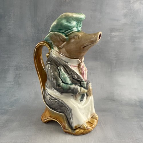 ONNAING Pichet broc cruche faience barbotine cochon hôtelier 737 à restaurer