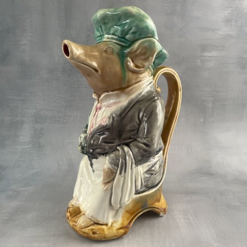 ONNAING Pichet broc cruche faience barbotine cochon hôtelier 737 à restaurer