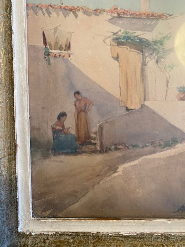 Orientalisme, Aquarelle signé, Alexandre BONNARDEL 1867-1942, encadré sous verre