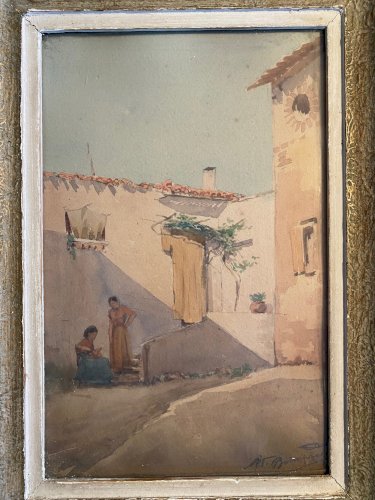 Orientalisme, Aquarelle signé, Alexandre BONNARDEL 1867-1942, encadré sous verre