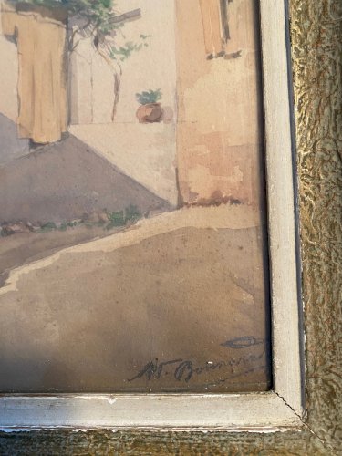 Orientalisme, Aquarelle signé, Alexandre BONNARDEL 1867-1942, encadré sous verre