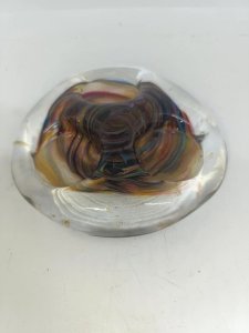 original triple glass candlestick signed Puiquier? in good condition