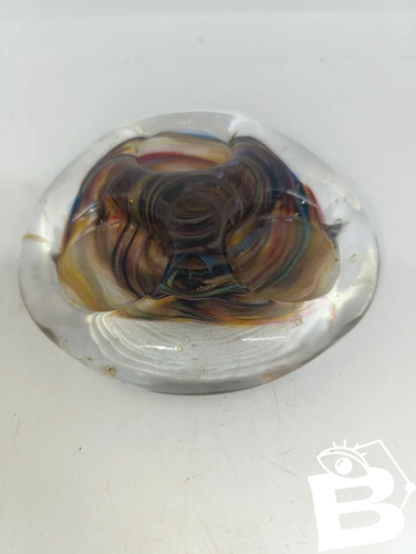 original bougeoir triple en verre signé Puiquier? en bon etat